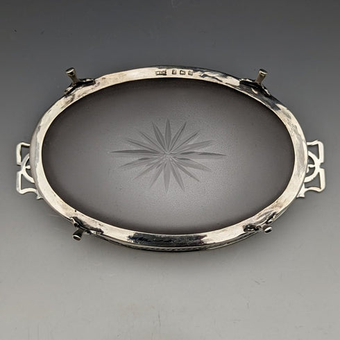 1926 British Vintage Pure Silver & Glass Inner Butter Dish 163g Walker & Hall